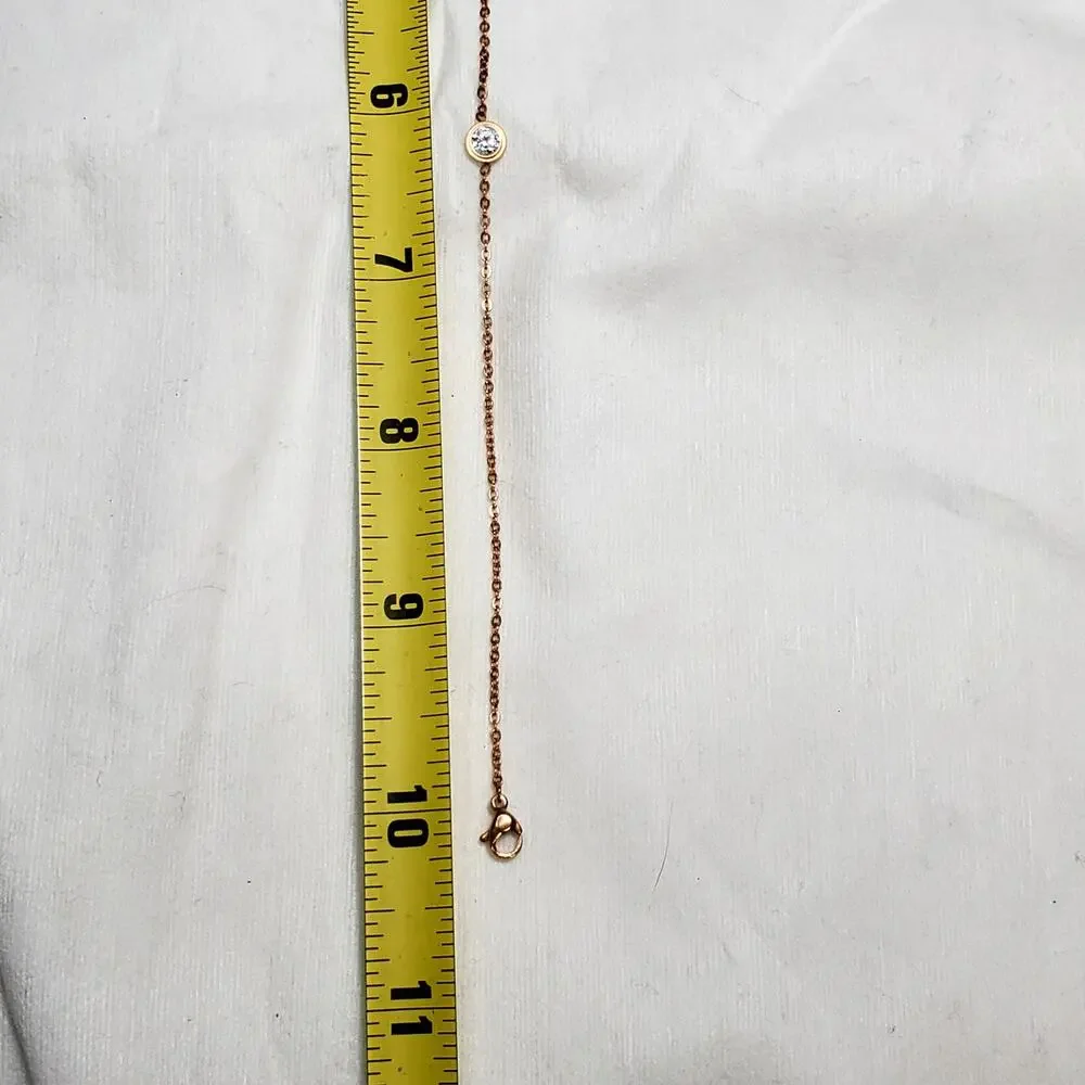 18k GP Bracelet Clear Rhinestone Dainty Minimalist 10